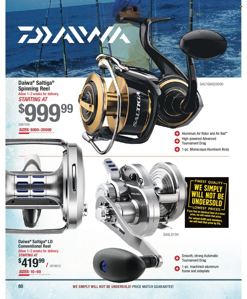 thumbnail - Bass Pro Shops Flyer - Sales products - reel, spinning reel, fishing rod, DAIWA. Page 80.