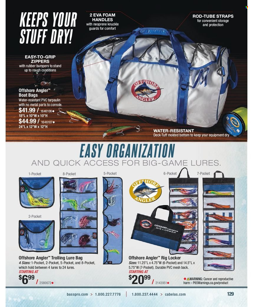 thumbnail - Bass Pro Shops Flyer - Sales products - bag. Page 129.