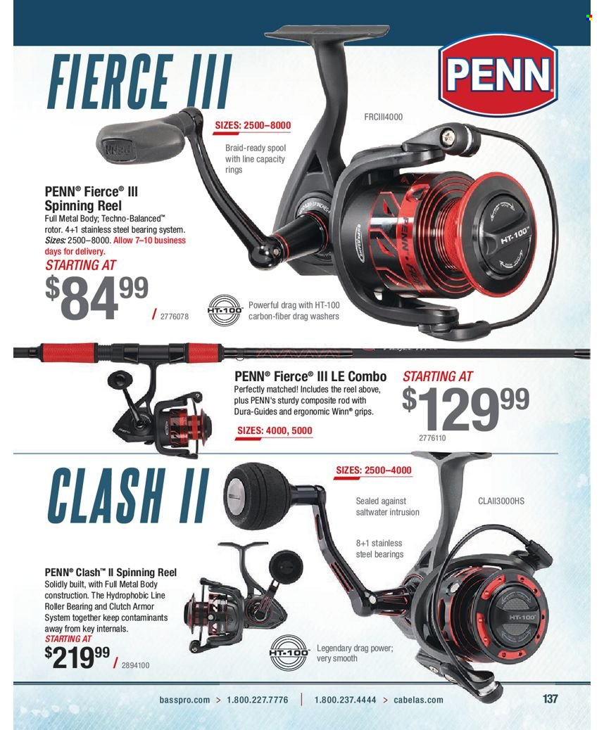 thumbnail - Bass Pro Shops Flyer - Sales products - reel, spinning reel, fishing rod, Penn. Page 137.