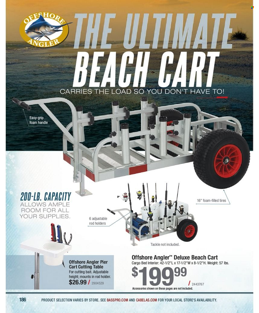 thumbnail - Bass Pro Shops Flyer - Sales products - rod holder, cart. Page 186.