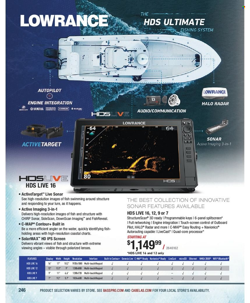 thumbnail - Bass Pro Shops Flyer - Sales products - lenses, Lowrance. Page 246.