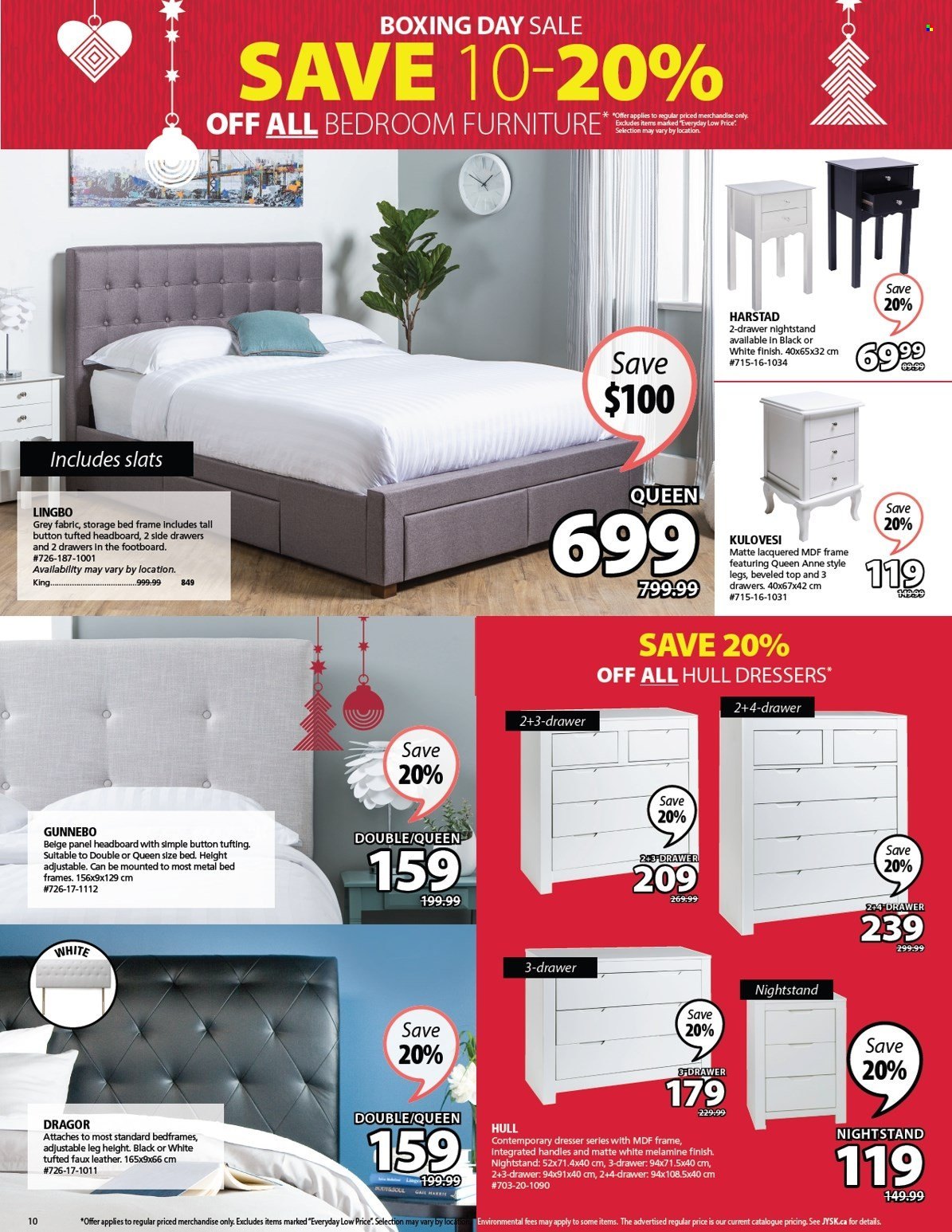 thumbnail - JYSK Flyer - December 26, 2021 - December 30, 2021 - Sales products - metal bed, storage bed, headboard, bed frame, dresser, nightstand. Page 10.