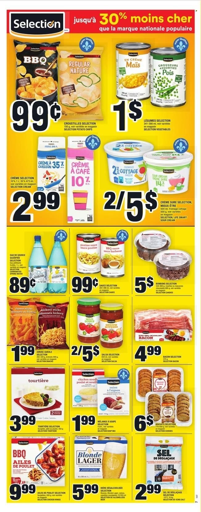 thumbnail - Super C Flyer - December 30, 2021 - January 05, 2022 - Sales products - soup, sauce, bacon, cheese, sour cream, chicken wings, cheese sticks, chocolate, biscuit, potato chips, salt, BBQ sauce, salsa, spring water, beer, Lager, Sure, chips. Page 8.