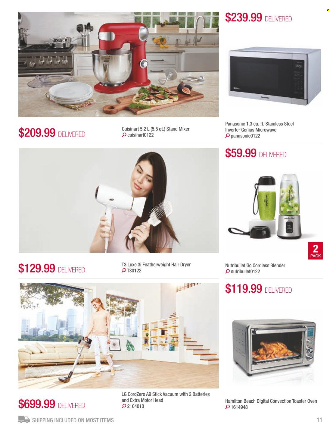 thumbnail - Costco Flyer - January 01, 2022 - February 28, 2022 - Sales products - Cuisinart, battery, microwave, mixer, stand mixer, NutriBullet, hair dryer, blender, LG, Panasonic. Page 11.