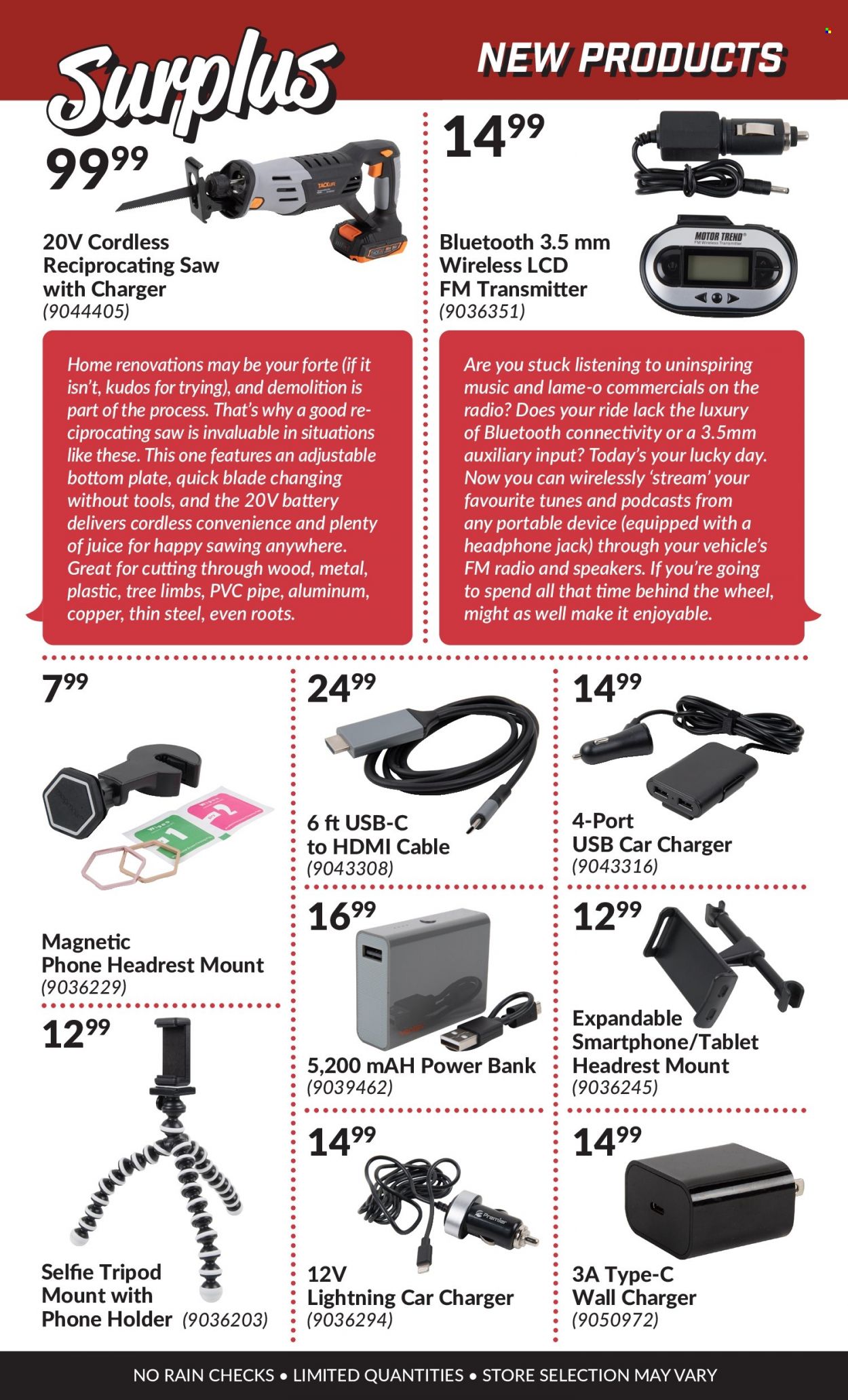 thumbnail - Princess Auto Flyer - January 01, 2022 - January 31, 2022 - Sales products - tripod, saw, reciprocating saw, radio, mobile phone holder, battery. Page 18.