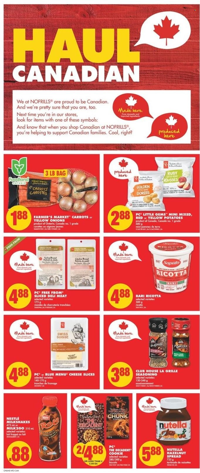thumbnail - No Frills Flyer - January 06, 2022 - January 12, 2022 - Sales products - potatoes, onion, sliced cheese, cheese, biscuit, spice, hazelnut spread, Sure, Nestlé, ricotta, Nutella. Page 2.