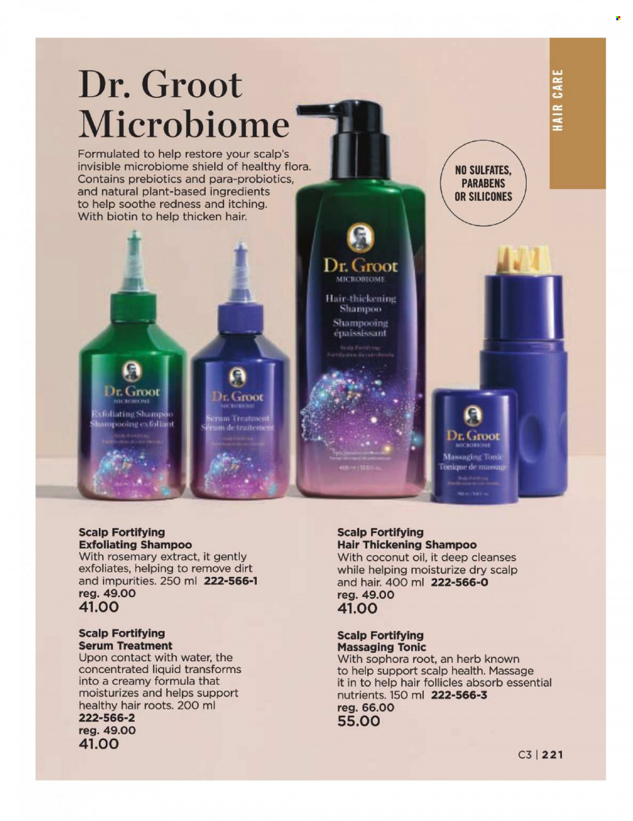 thumbnail - Avon Flyer - Sales products - serum, Biotin, probiotics, shampoo. Page 221.