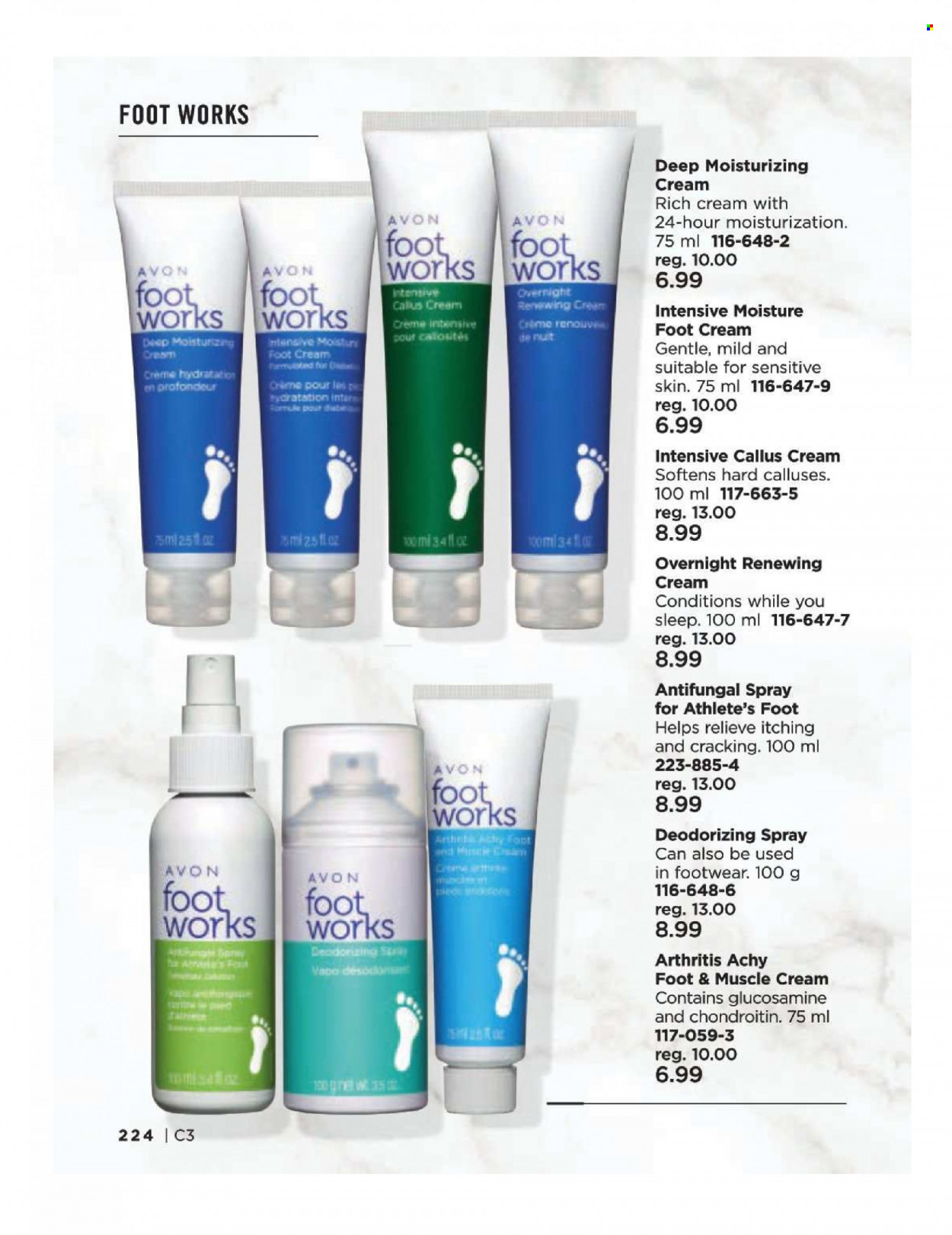 thumbnail - Avon Flyer - Sales products - antifungal spray, Avon, muscle cream, glucosamine. Page 224.