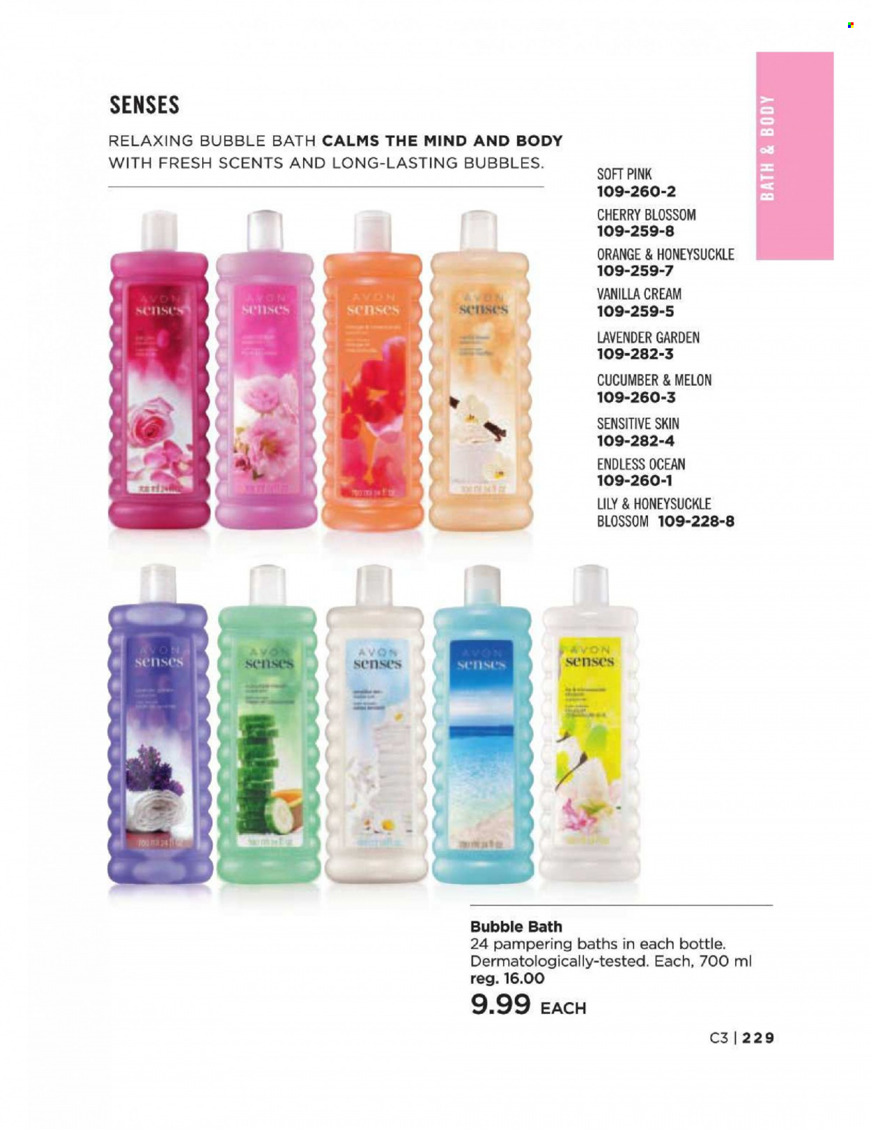 thumbnail - Avon Flyer - Sales products - bubble bath, Avon. Page 229.