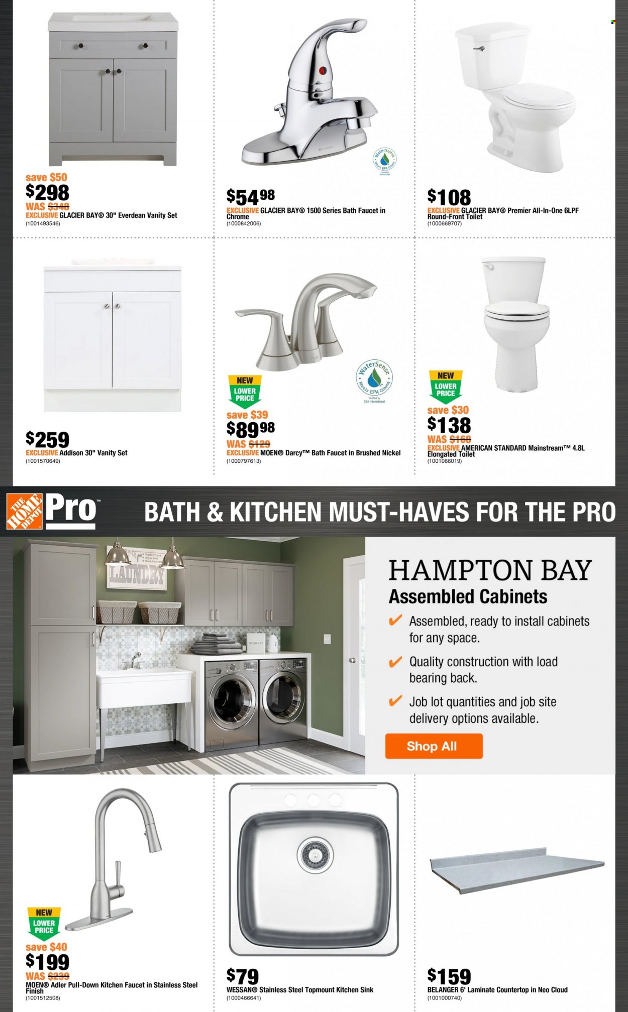 thumbnail - The Home Depot Flyer - January 06, 2022 - January 19, 2022 - Sales products - vanity, toilet, bath faucet, faucet, sink. Page 4.