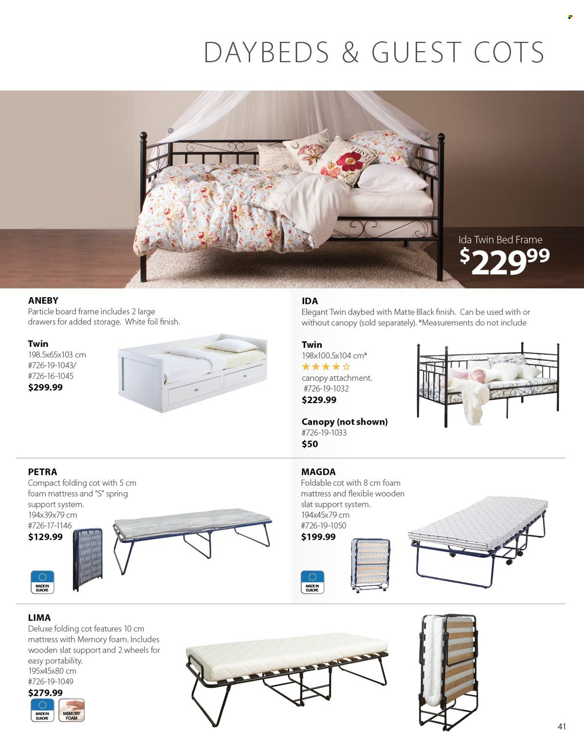 thumbnail - JYSK Flyer - Sales products - bed, daybed, bed frame, mattress, foam mattress. Page 41.