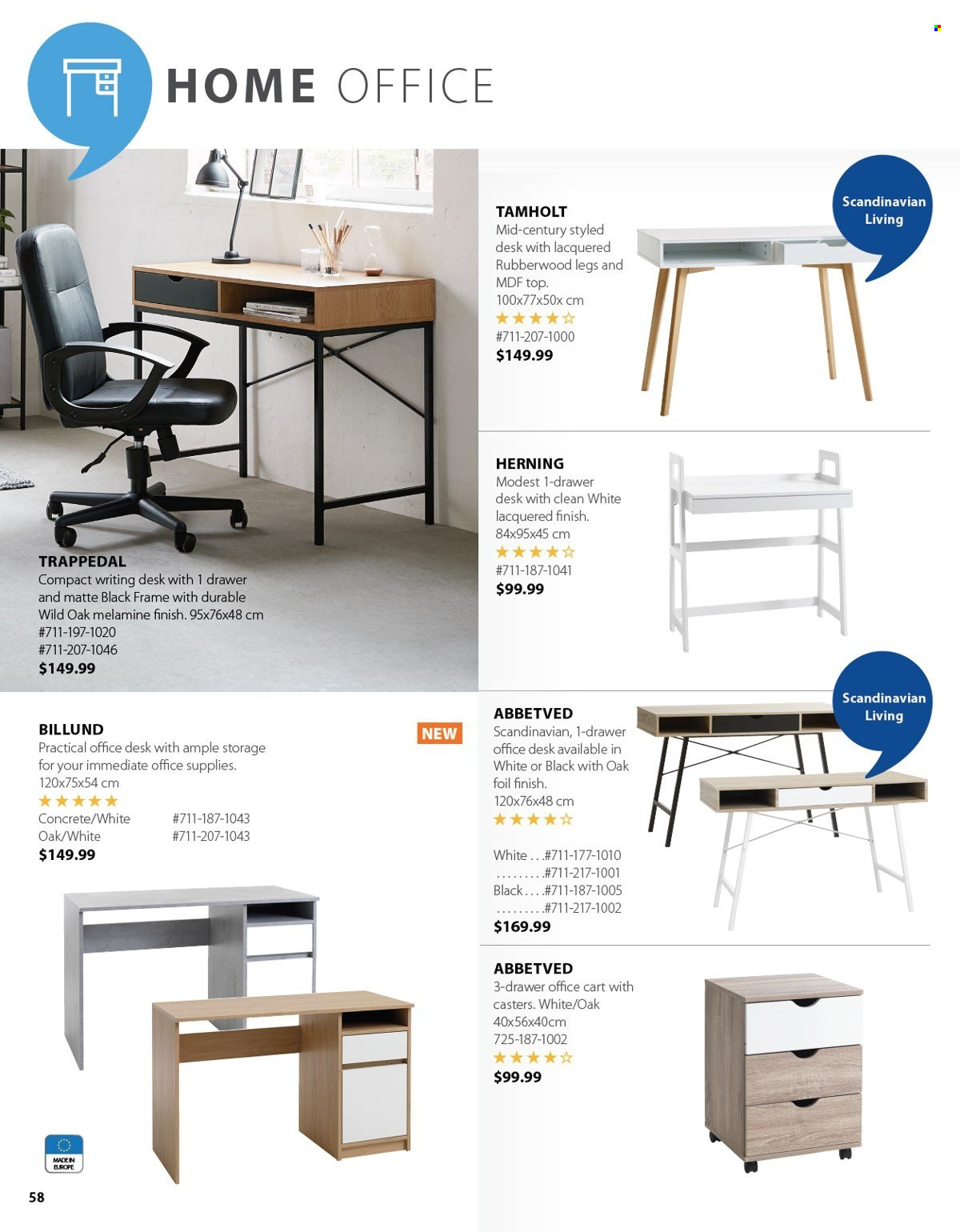 thumbnail - JYSK Flyer - Sales products - office desk, desk, cart. Page 58.