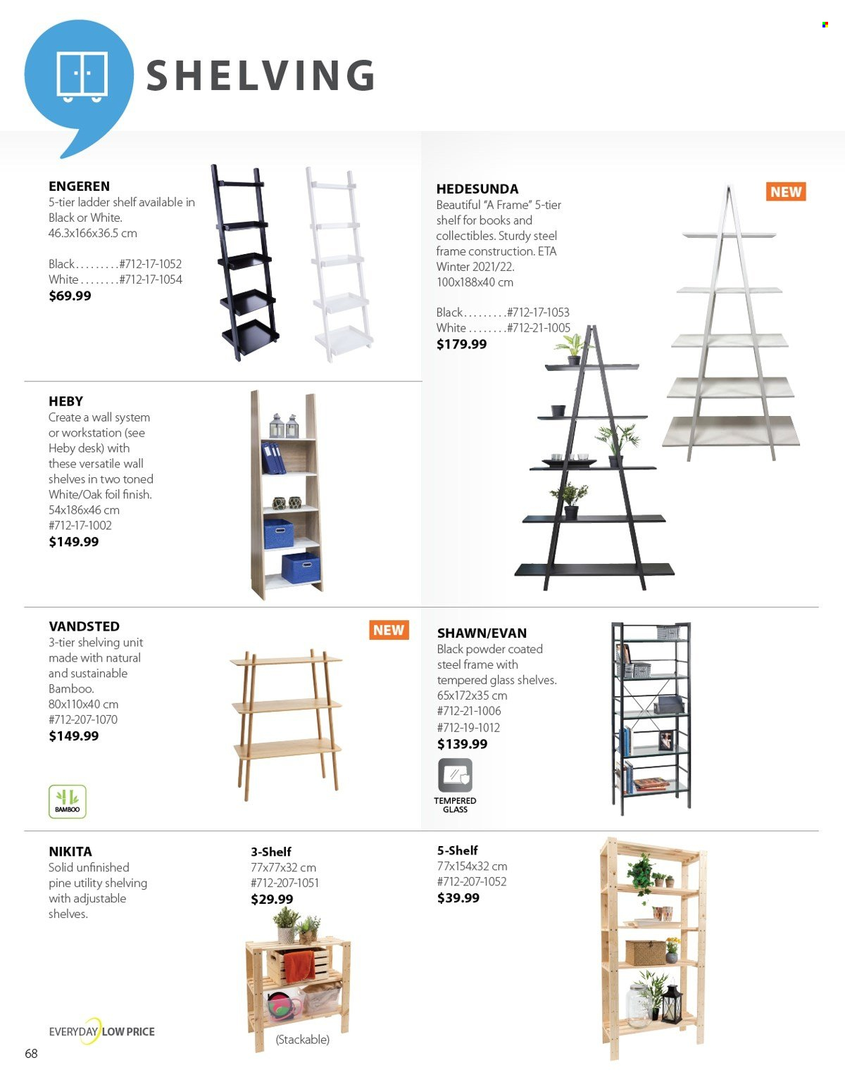 thumbnail - JYSK Flyer - Sales products - shelves, shelf unit, desk, ladder. Page 68.