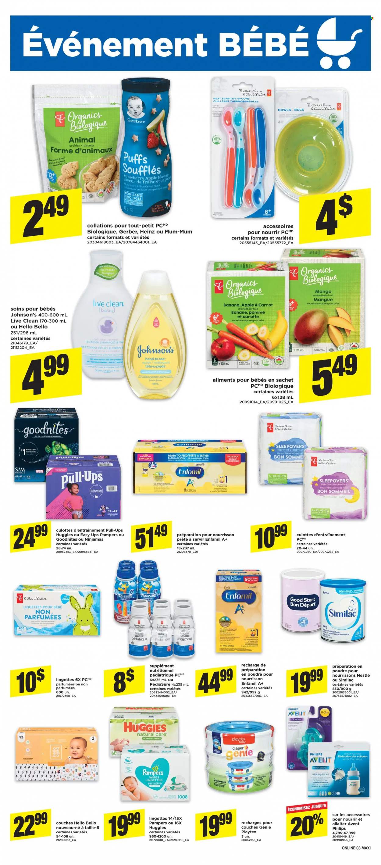 thumbnail - Maxi & Cie Flyer - January 13, 2022 - January 19, 2022 - Sales products - puffs, mango, cookies, biscuit, Gerber, cereals, Enfamil, Similac, wipes, Johnson's, Playtex, Mum, Nestlé, Heinz, shampoo, Huggies, Pampers. Page 8.