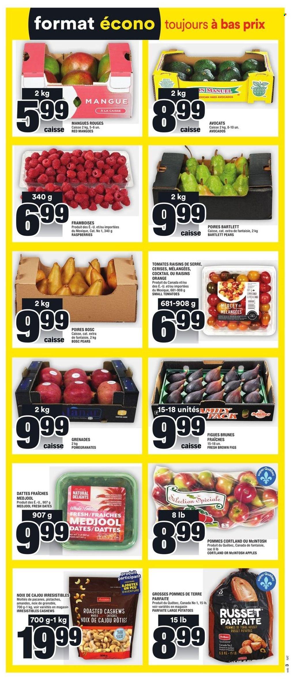 thumbnail - Super C Flyer - January 13, 2022 - January 19, 2022 - Sales products - russet potatoes, tomatoes, potatoes, apples, avocado, Bartlett pears, figs, mango, pears, pomegranate, fresh dates, cashews, dried fruit, dried dates, raisins, oranges. Page 13.
