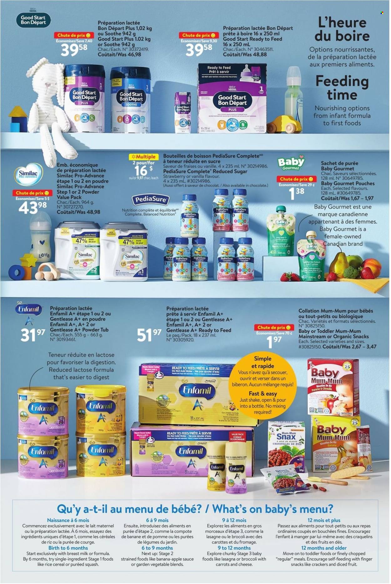 thumbnail - Walmart Flyer - January 13, 2022 - January 26, 2022 - Sales products - kale, pears, lasagna meal, shake, chocolate, snack, crackers, compote, cereals, rice, apple sauce, Enfamil, Similac, Mum. Page 4.