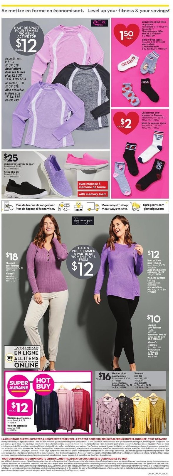 thumbnail - Giant Tiger Flyer - January 12, 2022 - January 18, 2022 - Sales products - tops, cardigan, sweater, leggings, socks. Page 7.