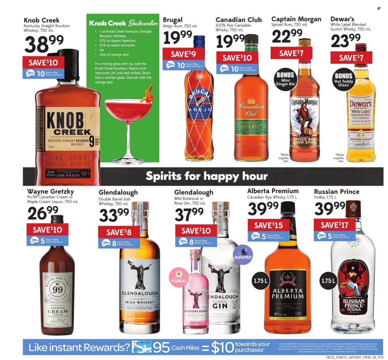 thumbnail - Sobeys Liquor Flyer - January 13, 2022 - January 19, 2022 - Sales products - wine, rosé wine, bourbon, canadian whisky, gin, rum, sherry, spiced rum, whiskey, irish whiskey, liquor, bourbon whiskey, scotch whisky, whisky, Captain Morgan, Vermouth, vodka, Aperol. Page 4.