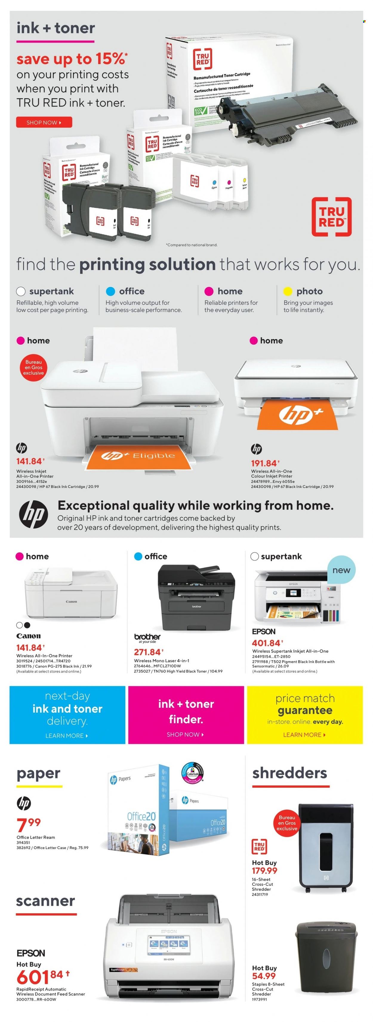thumbnail - Bureau en Gros Flyer - January 12, 2022 - January 18, 2022 - Sales products - Office Home, Hewlett Packard, scale, Brother, all-in-one printer, ink printer, printer, Epson, scanner, shredder, toner, Canon. Page 9.