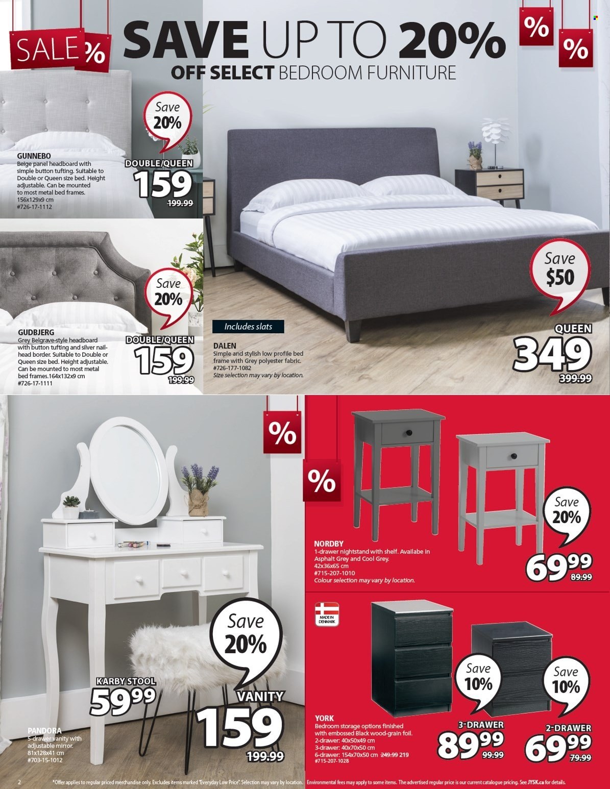thumbnail - JYSK Flyer - January 13, 2022 - January 19, 2022 - Sales products - stool, bed, metal bed, headboard, bed frame, vanity, nightstand, mirror. Page 2.