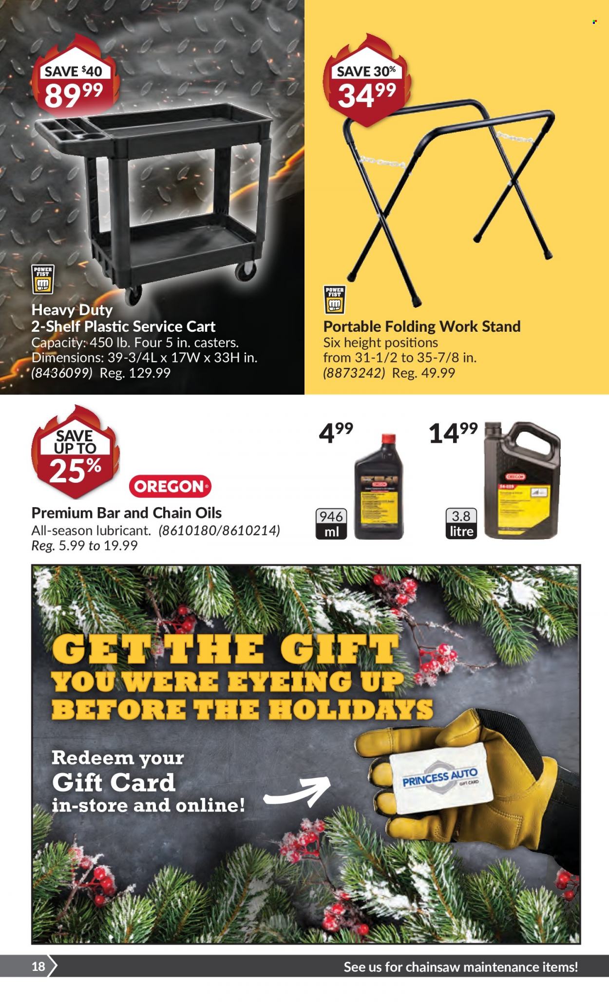 thumbnail - Princess Auto Flyer - January 18, 2022 - January 30, 2022 - Sales products - chain saw, cart, lubricant. Page 19.