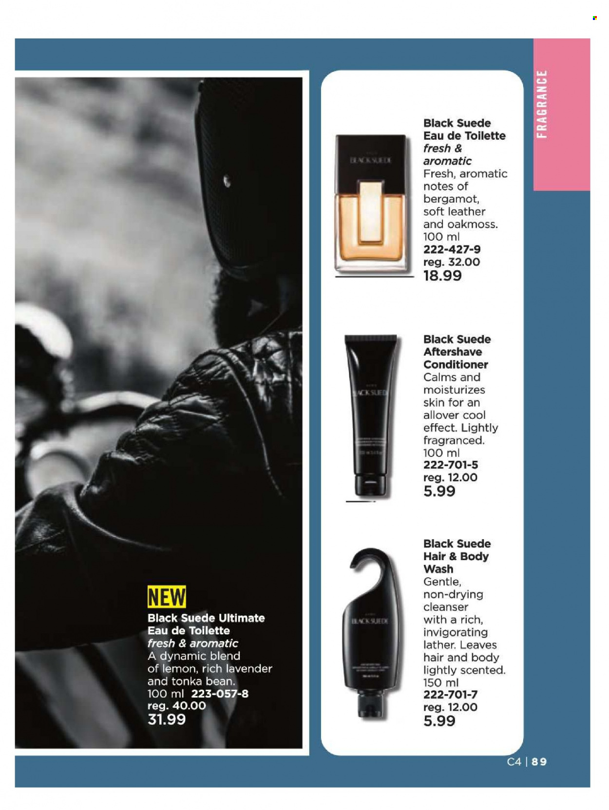 thumbnail - Avon Flyer - Sales products - body wash, hair & body wash, cleanser, conditioner, after shave, fragrance, eau de toilette. Page 89.