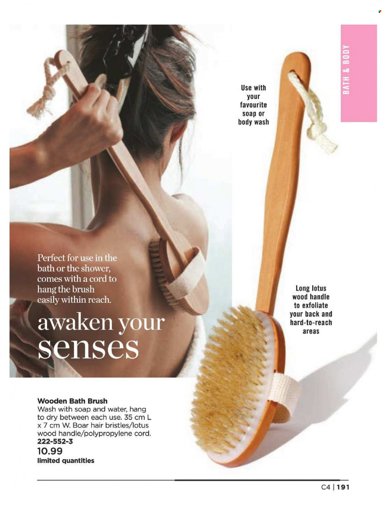 thumbnail - Avon Flyer - Sales products - body wash, soap, Lotus, brush. Page 191.