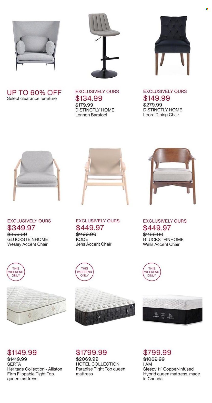 thumbnail - Hudson's Bay Flyer - Sales products - chair pad, chair, bar stool, dining chair, accent chair, mattress. Page 7.