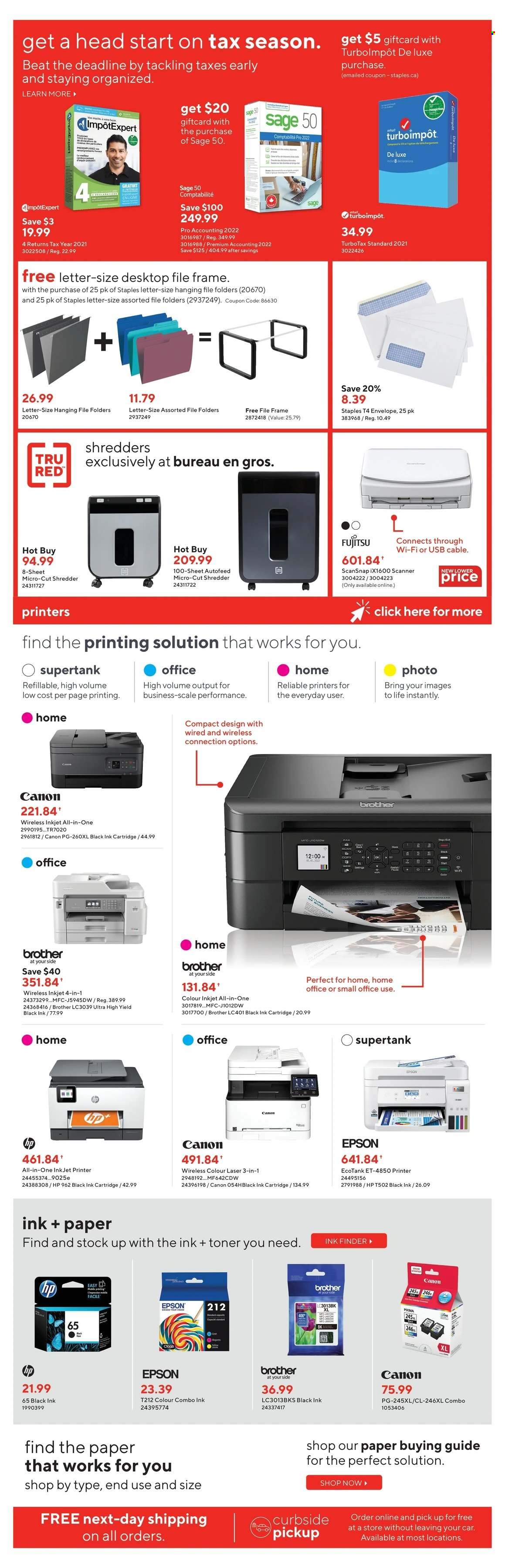 thumbnail - Bureau en Gros Flyer - January 19, 2022 - January 25, 2022 - Sales products - Office Home, Hewlett Packard, scale, Brother, folder, envelope, printer, Epson, scanner, shredder, toner, Canon. Page 4.