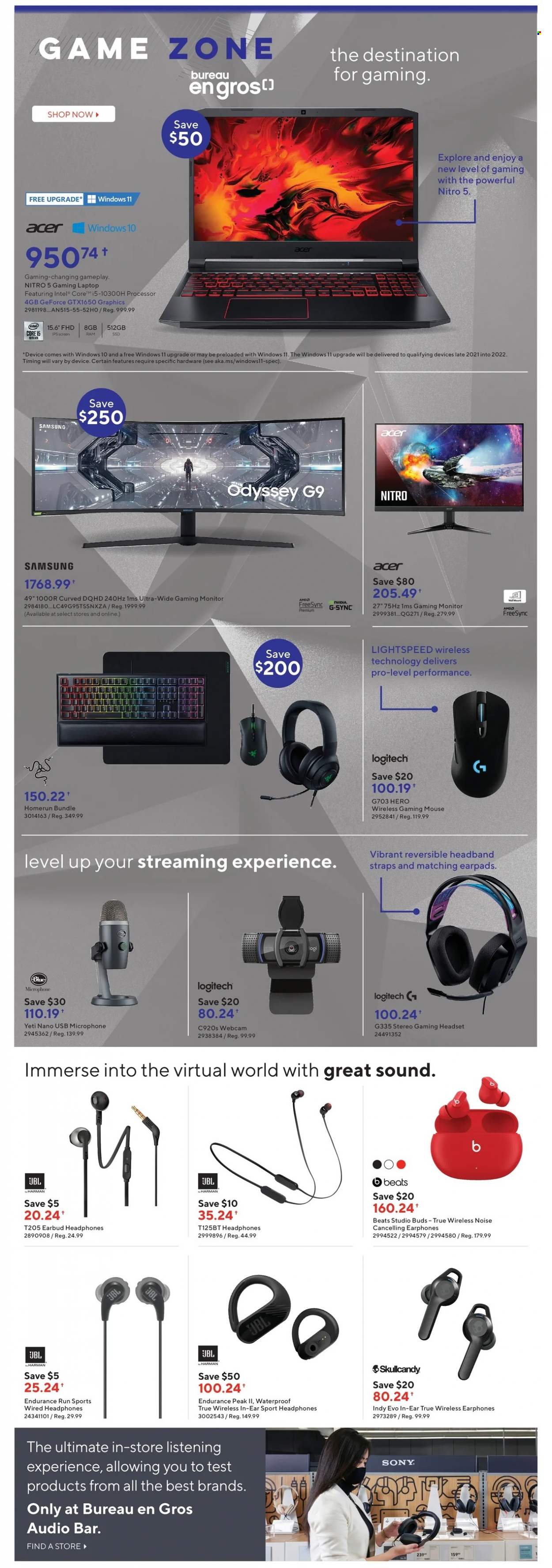 thumbnail - Bureau en Gros Flyer - January 19, 2022 - January 25, 2022 - Sales products - Intel, Acer, Samsung, Sony, laptop, gaming laptop, GeForce, Logitech, mouse, webcam, monitor, JBL. Page 7.