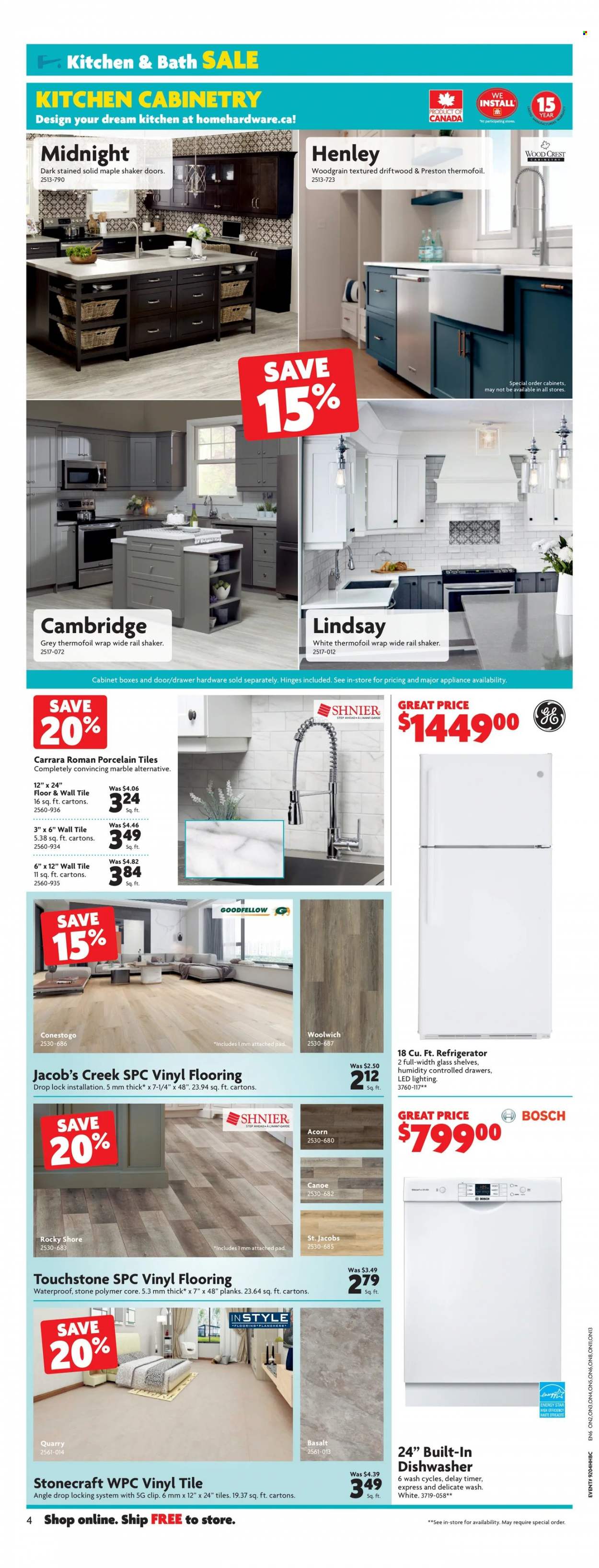 thumbnail - Home Hardware Building Centre Flyer - January 20, 2022 - January 26, 2022 - Sales products - Bosch, cabinet, shelves, lighting, timer, flooring. Page 5.