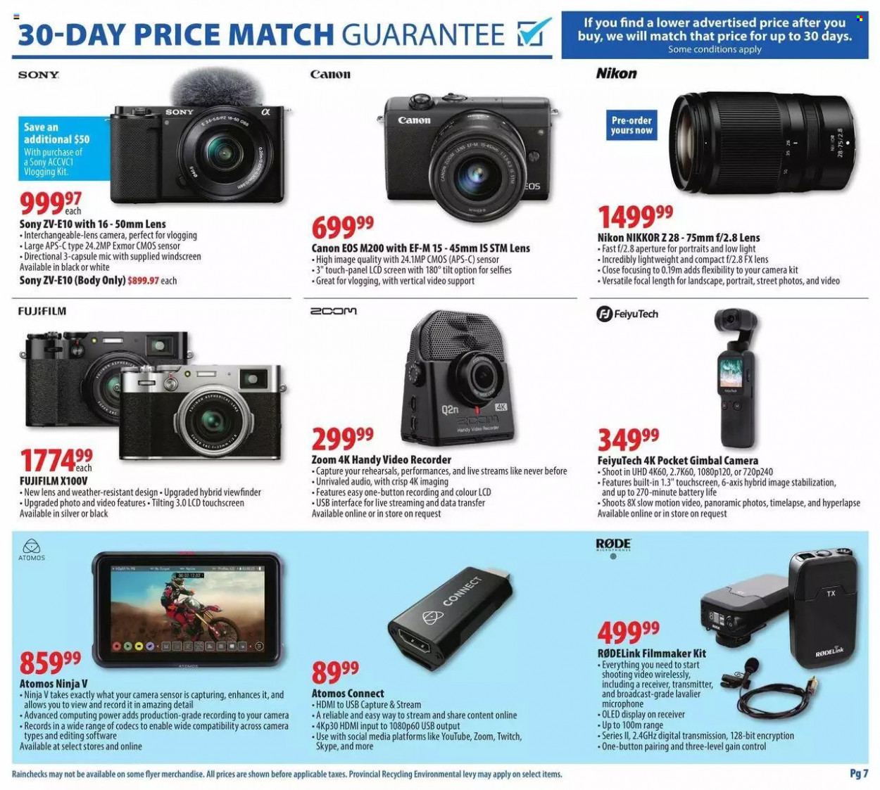 thumbnail - London Drugs Flyer - January 21, 2022 - January 26, 2022 - Sales products - Sony, Gain, receiver, lens, Nikon, fujifilm, recorder, microphone, rode, camera, Canon. Page 7.