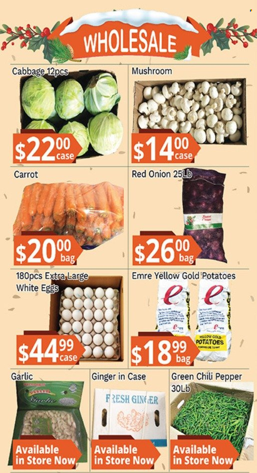 thumbnail - Oceans Flyer - January 21, 2022 - January 27, 2022 - Sales products - mushrooms, cabbage, carrots, garlic, potatoes, onion, eggs, pepper. Page 2.