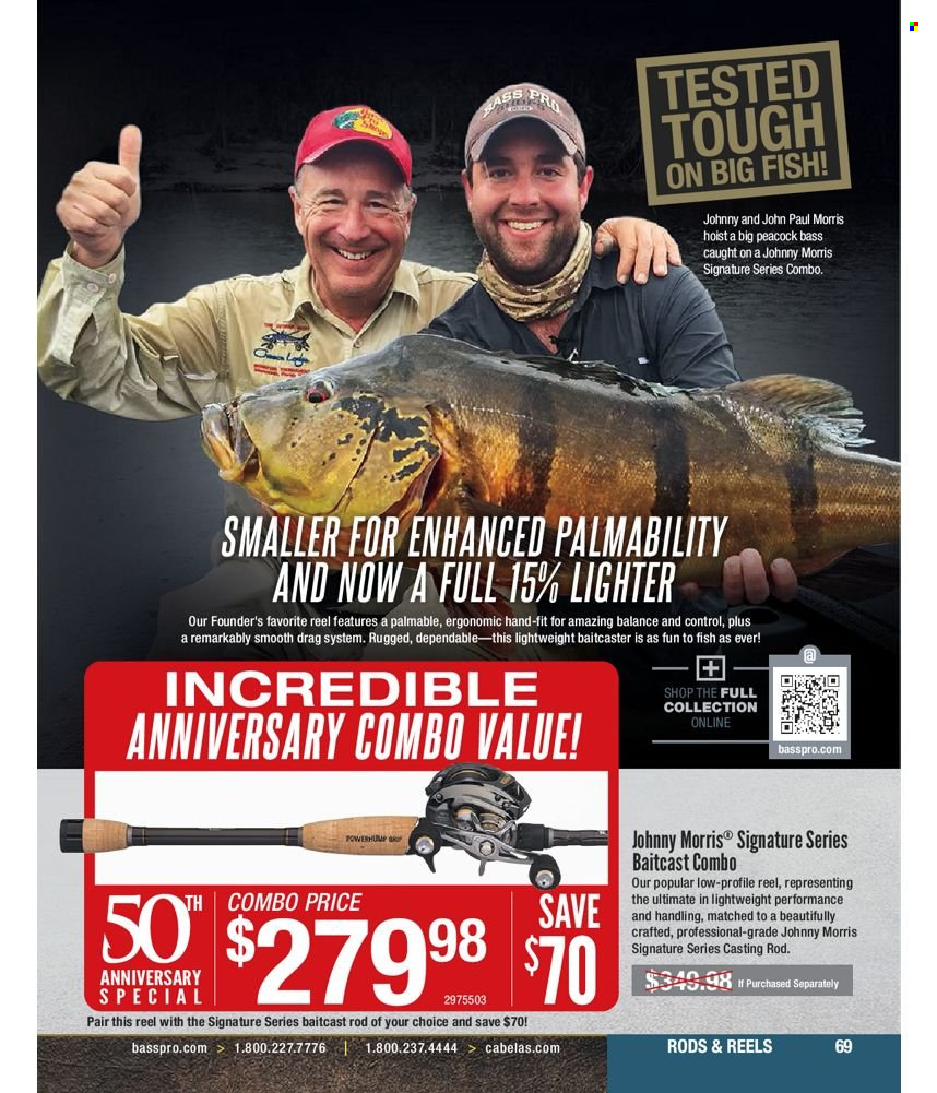 thumbnail - Bass Pro Shops Flyer - Sales products - baitcast combo, reel. Page 69.