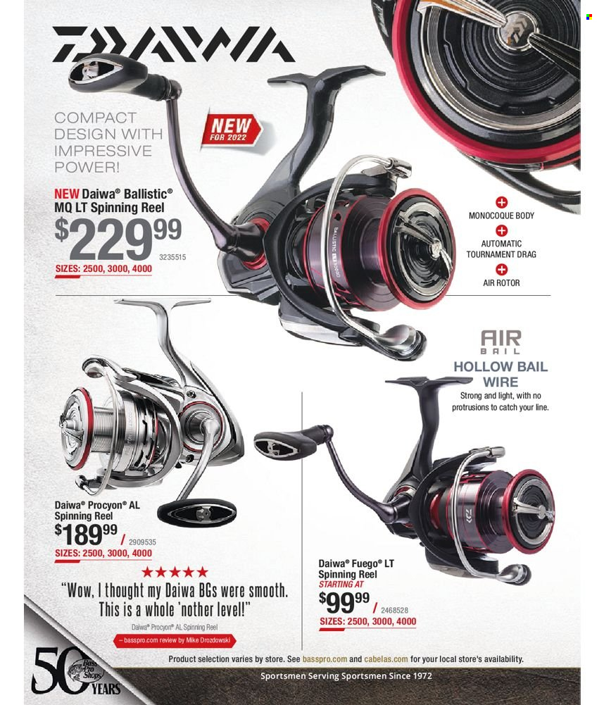 thumbnail - Bass Pro Shops Flyer - Sales products - reel, spinning reel, fishing rod, DAIWA. Page 112.