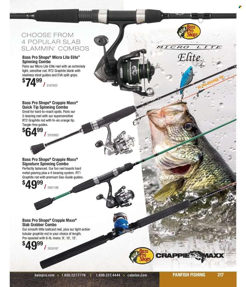 thumbnail - Bass Pro Shops Flyer - Sales products - baitcast reel, Bass Pro, reel. Page 217.