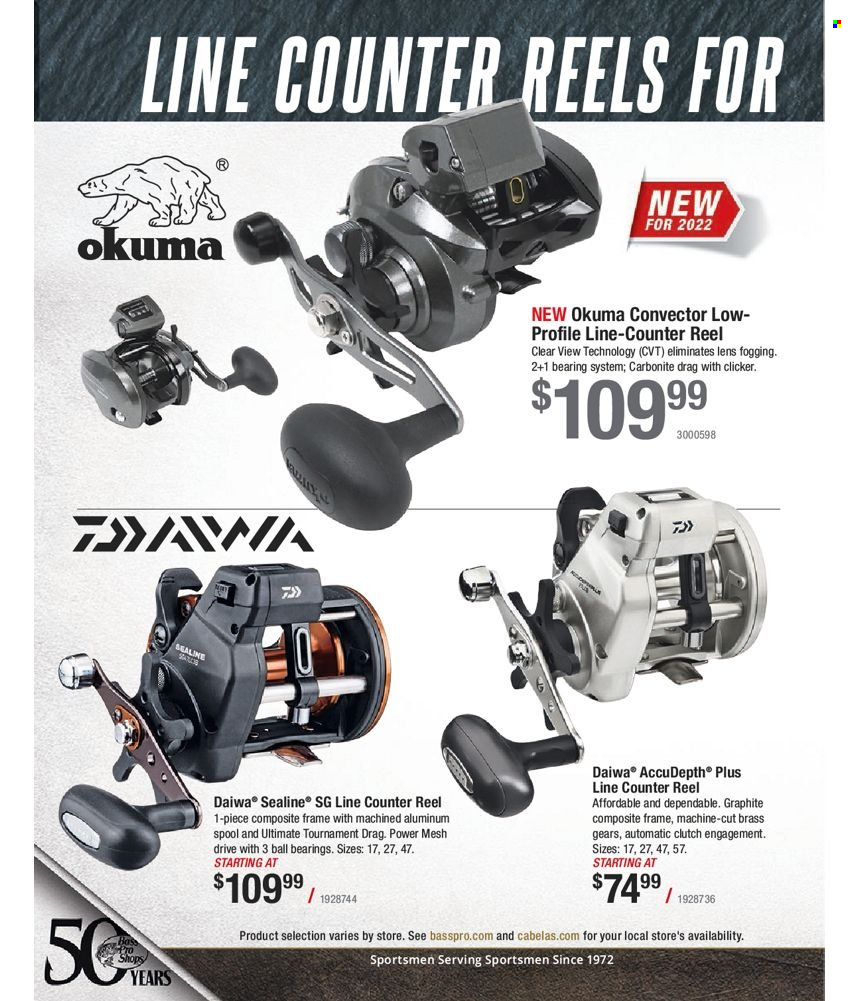 thumbnail - Bass Pro Shops Flyer - Sales products - lens, reel, fishing rod, DAIWA. Page 256.