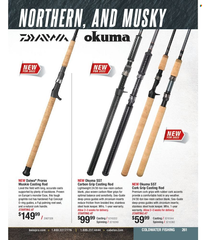 thumbnail - Bass Pro Shops Flyer - Sales products - reel, fishing rod, DAIWA. Page 261.