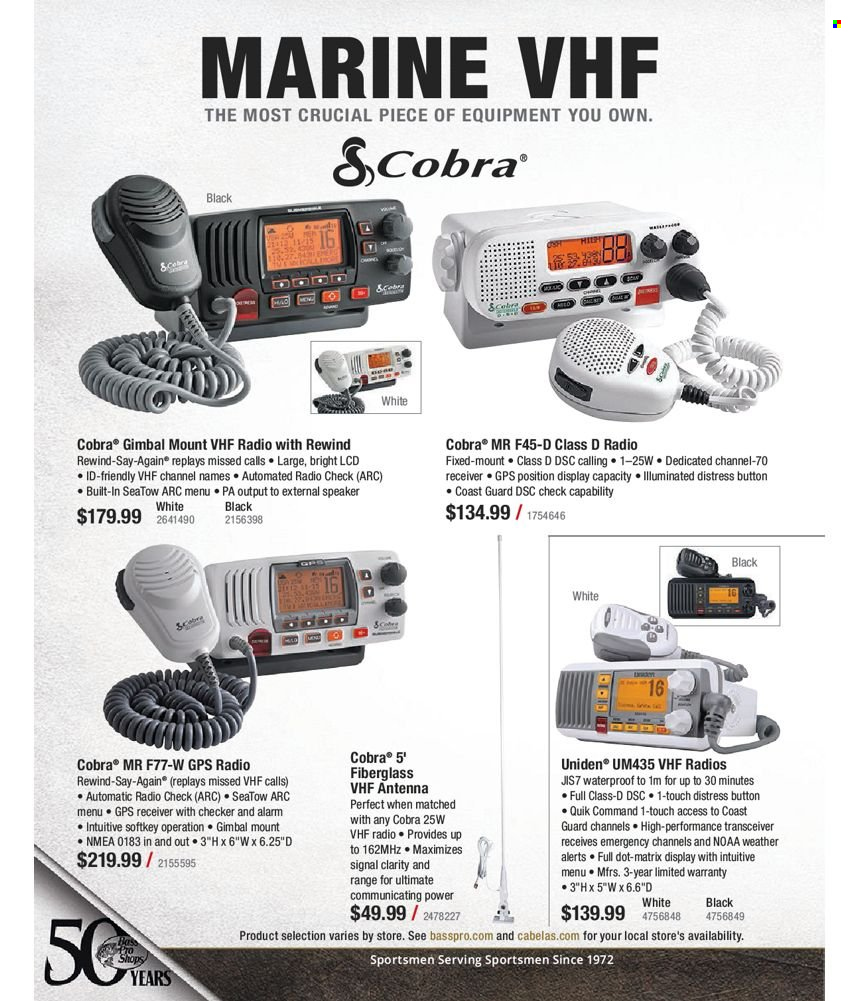 thumbnail - Bass Pro Shops Flyer - Sales products - alarm, Uniden, radio, speaker, antenna. Page 434.