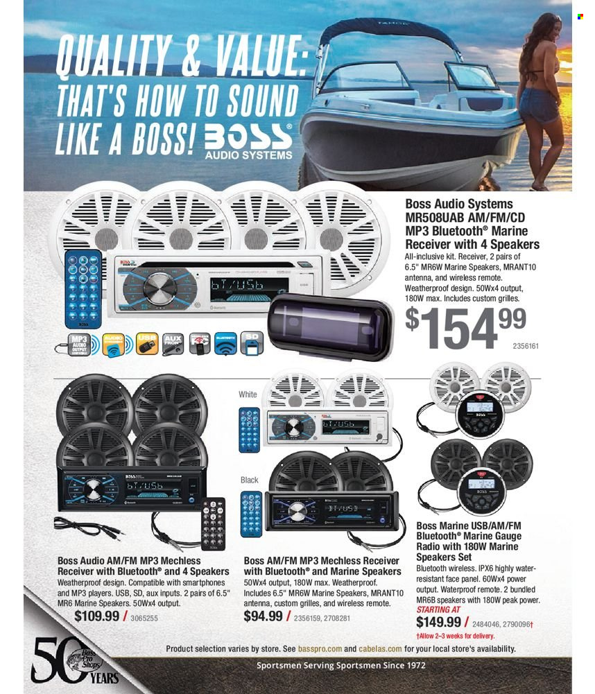 thumbnail - Bass Pro Shops Flyer - Sales products - radio, speaker, antenna. Page 438.