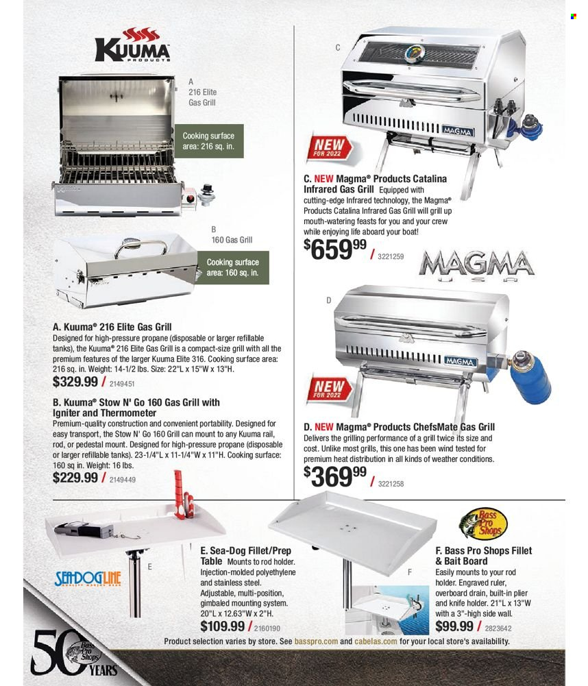 thumbnail - Bass Pro Shops Flyer - Sales products - Bass Pro, gas grill, grill, thermometer, tank. Page 482.