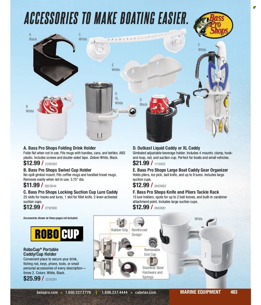 thumbnail - Bass Pro Shops Flyer - Sales products - Bass Pro, travel mug, drink holder. Page 483.