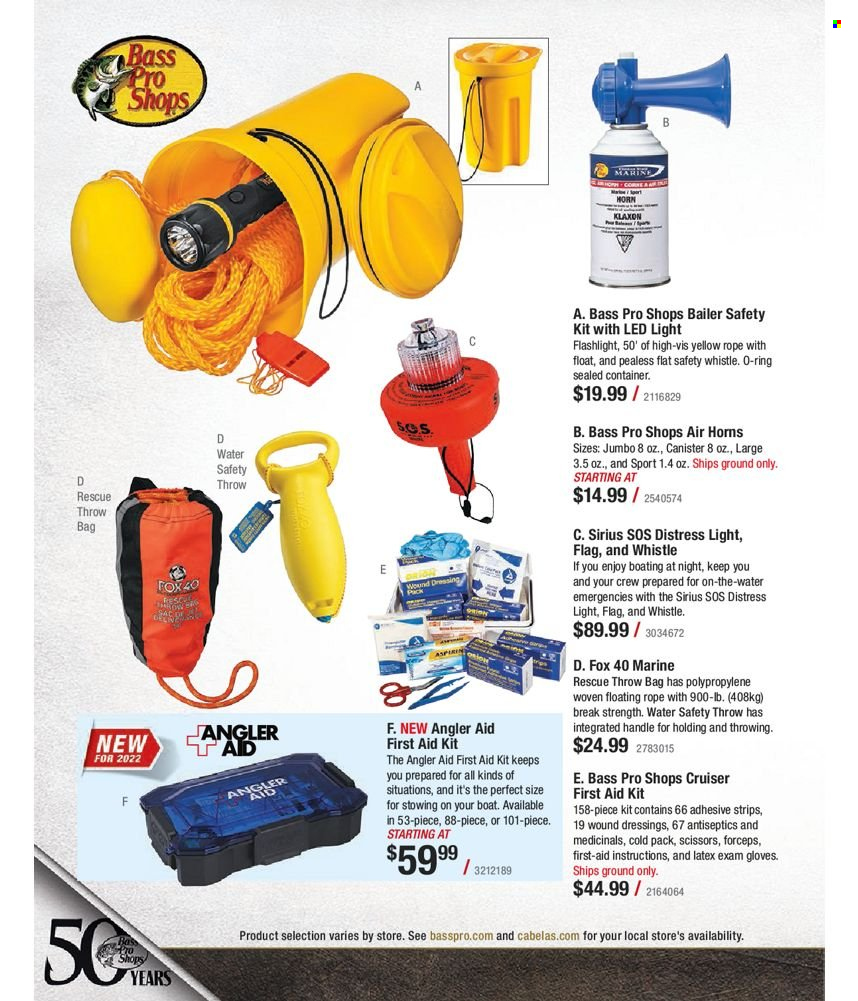 thumbnail - Bass Pro Shops Flyer - Sales products - Bass Pro, flashlight, container, canister, first aid kit. Page 484.