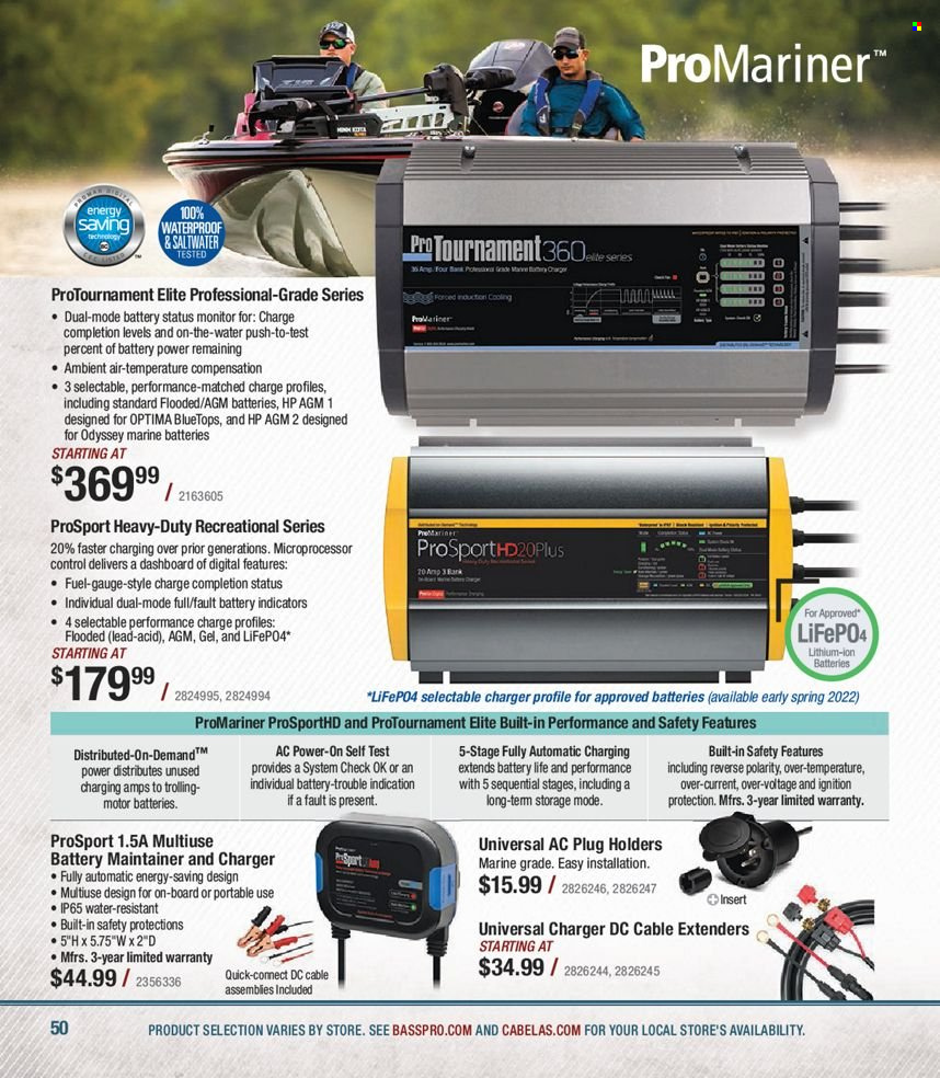 thumbnail - Bass Pro Shops Flyer - Sales products - universal charger. Page 50.