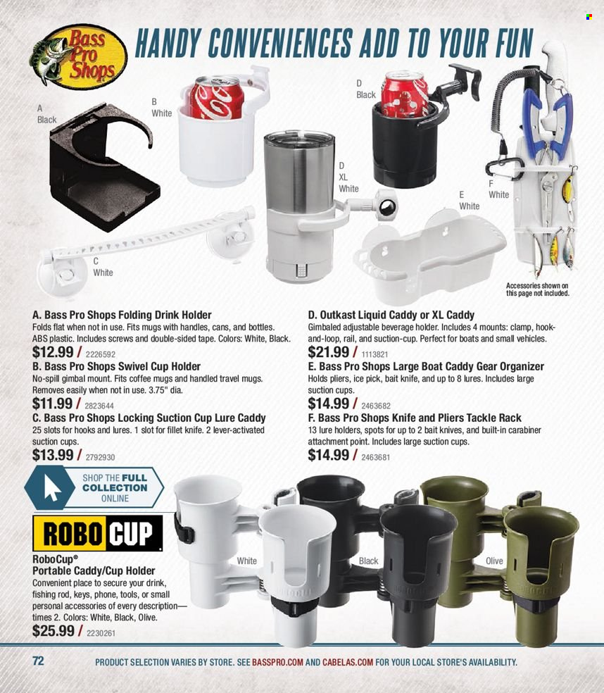 thumbnail - Bass Pro Shops Flyer - Sales products - Bass Pro, travel mug, drink holder. Page 72.