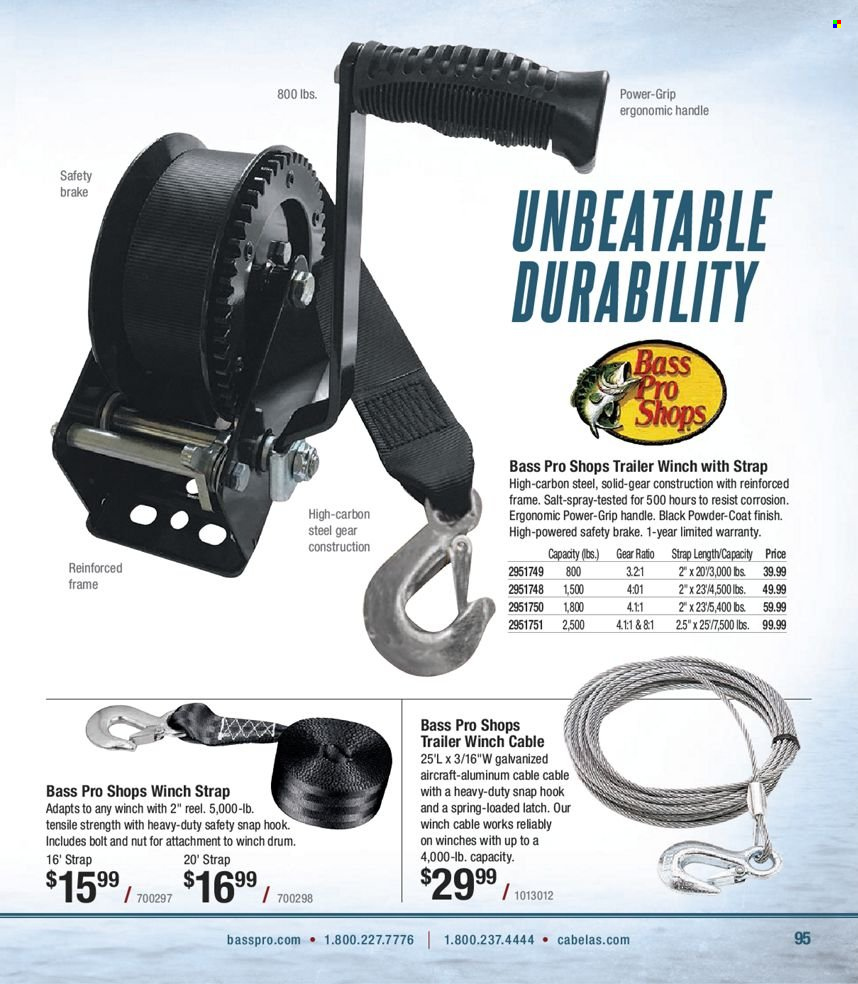 thumbnail - Bass Pro Shops Flyer - Sales products - Bass Pro, reel, strap. Page 95.