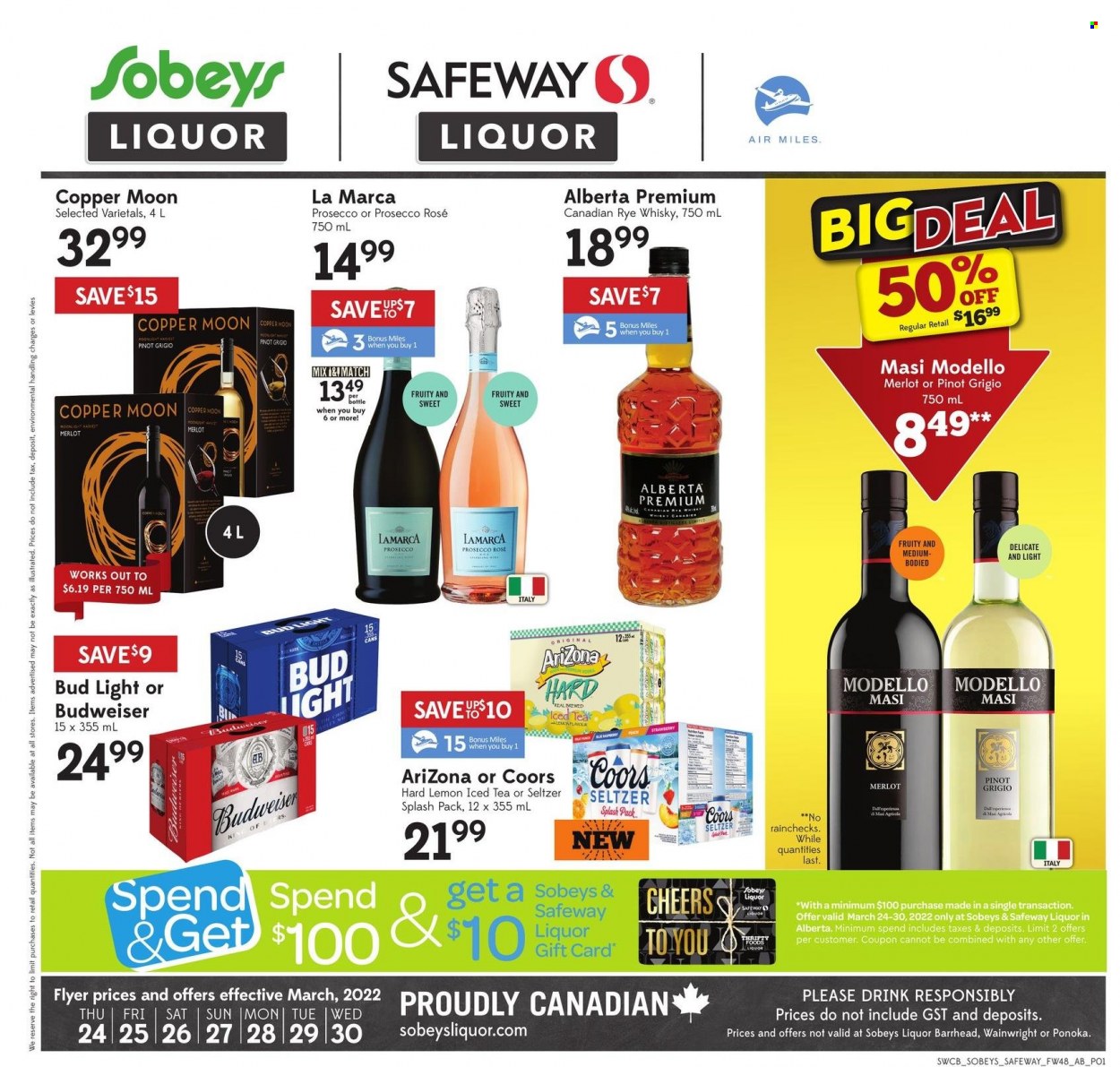 Sobeys Liquor flyer - March 24, 2022 - March 30, 2022. Page 1