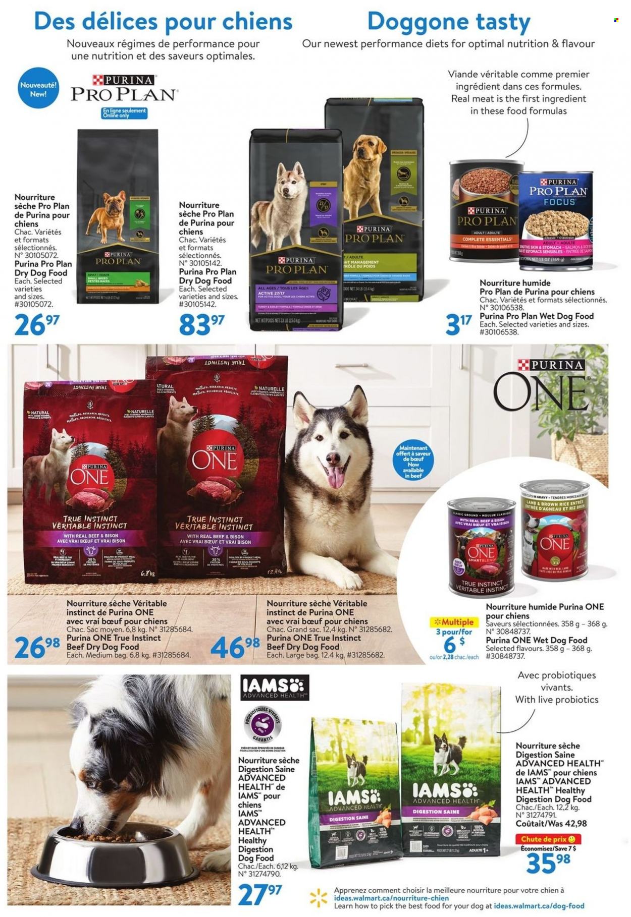 thumbnail - Walmart Flyer - April 21, 2022 - May 18, 2022 - Sales products - brown rice, rice, animal food, dog food, wet dog food, PRO PLAN, Purina, dry dog food, Iams, Malm, probiotics. Page 3.