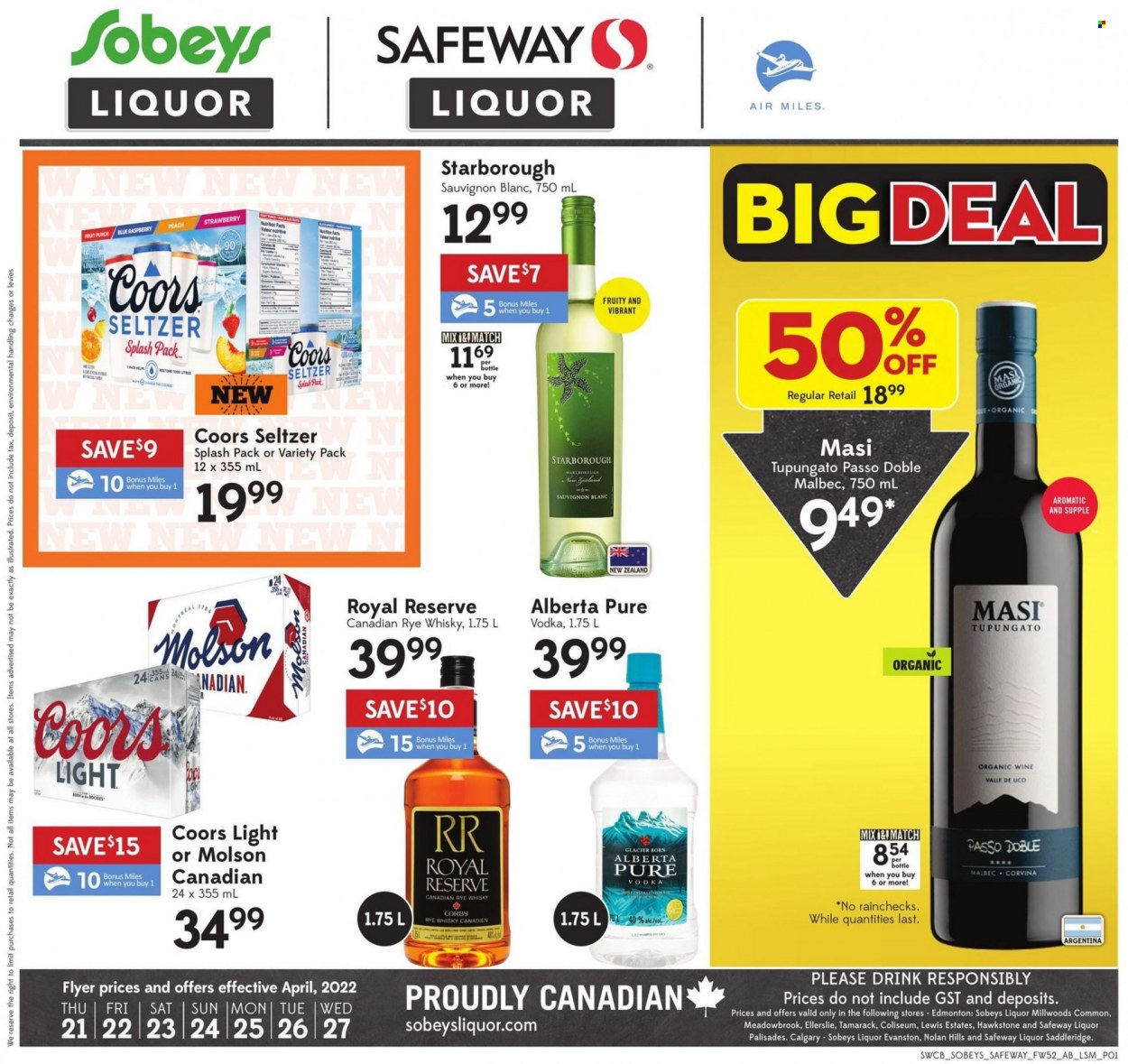 Sobeys Liquor flyer - April 21, 2022 - April 27, 2022. Page 1