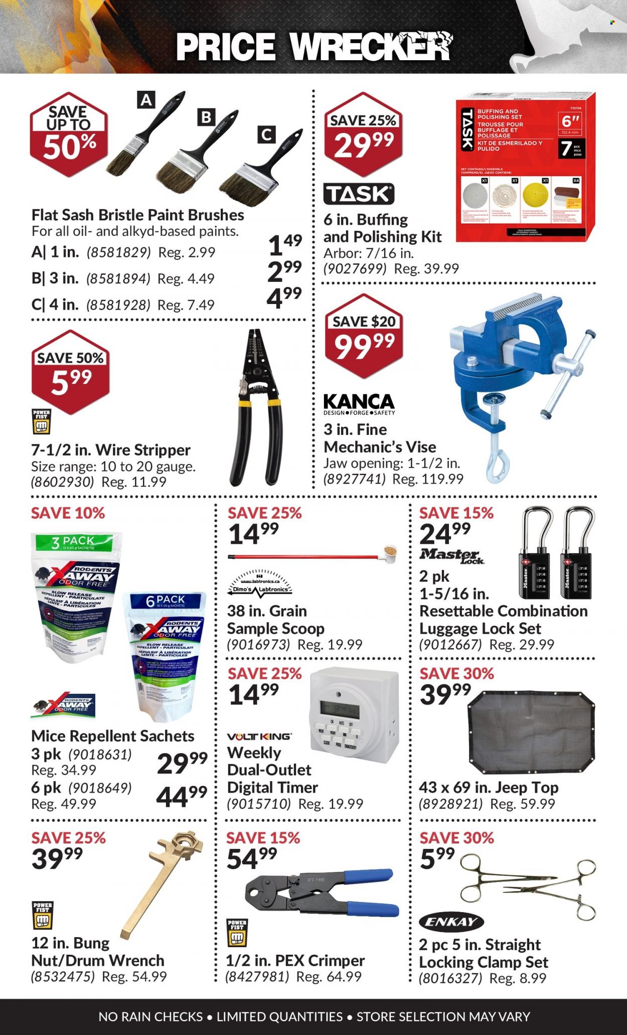 thumbnail - Princess Auto Flyer - May 01, 2022 - May 31, 2022 - Sales products - paint brush, paint, timer, wrench, crimper, clamp set. Page 9.